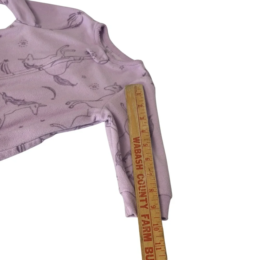 Carters Baby Girls 12M Purple Unicorn Fleece Footed Pajamas Sleep Play Zipper